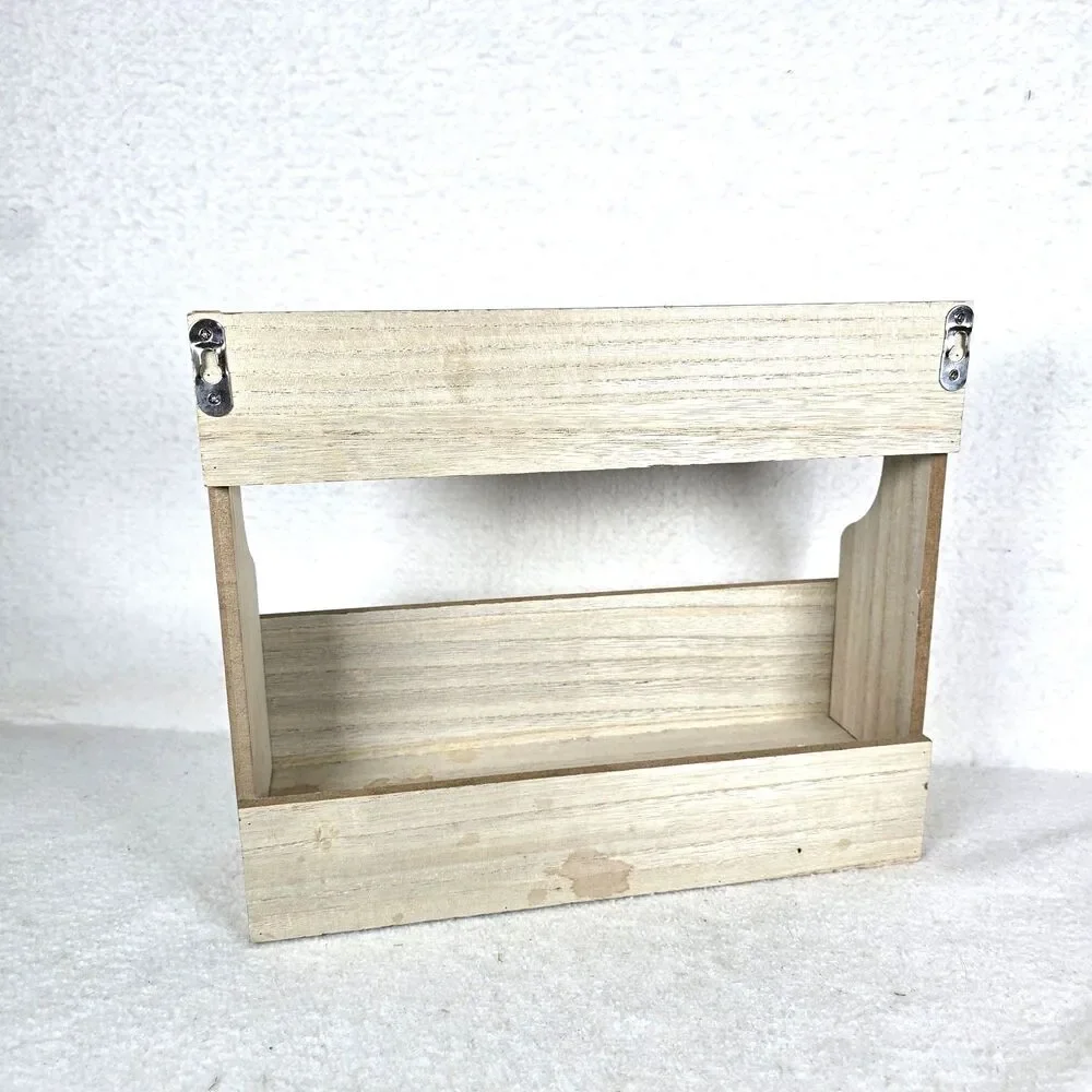 Wooden 4-Bottle Wine Rack Holder w/ Handle Farmhouse Floral Design Philosophy